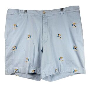 Orvis Chino Shorts Mens 44W Blue Embroidered Beach Umbrella AOP Preppy 6" Inseam